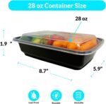 Reli. 28 oz Meal Prep Containers w/Lids - 50 Pack | Leftover To Go, Takeout | Microwave Safe | Disposable Containers for Food Storage | Take Home/Lunch/Meal Planning | Plastic | Black - Image 4
