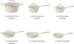 Martha Stewart Heathland Premium Nonstick PFA Free Ceramic Interior 10-Piece Tapered Aluminum Cookware Set - Taupe - Image 4