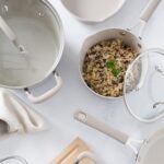Martha Stewart Heathland Premium Nonstick PFA Free Ceramic Interior 10-Piece Tapered Aluminum Cookware Set - Taupe - Image 6