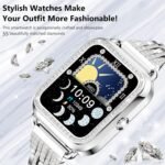 Efolen Smart Watches for Women with Diamonds (Answer/Make Call), 1.57'' Bluetooth Smartwatch for Android iOS Phones, Waterproof Fitness Tracker with Heart Rate/SpO2/Sleep/BP/AI Voice (Silver) - Image 3