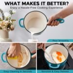 Onader 1QT & 2QT Saucepan Set with Lid, Enameled Cast Iron Sauce Pan Pot, Small Dutch Oven Cooking Kitchen Pot, Nonstick & Heavy Duty, Induction Compatible – Dark Cyan - Image 5