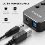 Powered USB Hub, RSHTECH 4 Port USB 3.0 Hub Splitter Portable Aluminum USB Data Hub Expander with Individual On/Off Switch and Universal 5V AC Adapter, 3.3ft USB 3.0 Cable (RSH-516) - Image 4