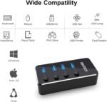 Powered USB Hub, RSHTECH 4 Port USB 3.0 Hub Splitter Portable Aluminum USB Data Hub Expander with Individual On/Off Switch and Universal 5V AC Adapter, 3.3ft USB 3.0 Cable (RSH-516) - Image 5
