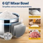 VIVOHOME 3-in-1 Stand Mixer, 6 Quart Electric Tilt-Head Kitchen Mixer with Bowl, Multifunctional Food Mixer with Meat Grinder and Blender Attachments, Dough Hook, Beater, and Whisk, Red - Image 4