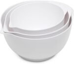 Nesting Mixing Bowls Set, 3 Piece Melamine Bowls Set, 2.5 quart, 3.5 quart, 4.5 quart, Non Slip Base with Easy Pour Spout, Kitchen Cooking and Baking Supplies, White - Image 3