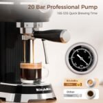 Espresso Machine with Milk Frother, 20 Bar Espresso Maker for Latte and Cappuccino, Expressions Coffee Machine with Removable Water Tank (Black) - Image 4