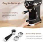 Espresso Machine with Milk Frother, 20 Bar Espresso Maker for Latte and Cappuccino, Expressions Coffee Machine with Removable Water Tank (Black) - Image 6