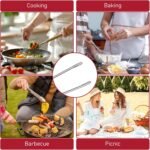Non-Slip Tips Cooking Tongs 2 Set, One-Piece Stainless Steel Metal Tongs, Serrated Kitchen Tweezers Tong for Baking, Food Plating, BBQ(11.4" and 9.44") - Image 5