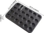 Nonstick 24 Cups Mini Muffin Pan with Extended Handles for Easy Grip, Carbon Steel Steel to Promoted Even Baking, Dishwasher Safe (Black) - Image 3