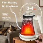 Electric Kettle, Gooseneck Electric Water Kettle for Pour Over Coffee & Tea, 0.8L Quick Heating Small Hot Water Kettle Electric, Stainless Steel, Auto-Off & Boil Dry Protection, Matte White - Image 3