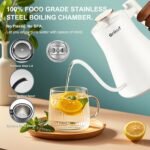 Electric Kettle, Gooseneck Electric Water Kettle for Pour Over Coffee & Tea, 0.8L Quick Heating Small Hot Water Kettle Electric, Stainless Steel, Auto-Off & Boil Dry Protection, Matte White - Image 5