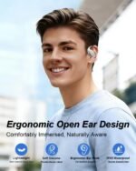 Open Ear Headphones,Bluetooth Wireless Earbuds with 2 Mics,Touch Control,ENC Noise Cancelling,HiFi Stereo Sound Sport Earbuds for Gym Cycling,Compatible with iPhone and Android(Beige) - Image 3
