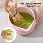 DOWAN Matcha Whisk Set, 7 Pcs Matcha Set Includes Bowl with Spout, Whisk and Holder, Bamboo Scoop and Holder, Sifter and Tea Towel - Matcha Kit Gift for Lovers Beginners (Pink) - Image 5