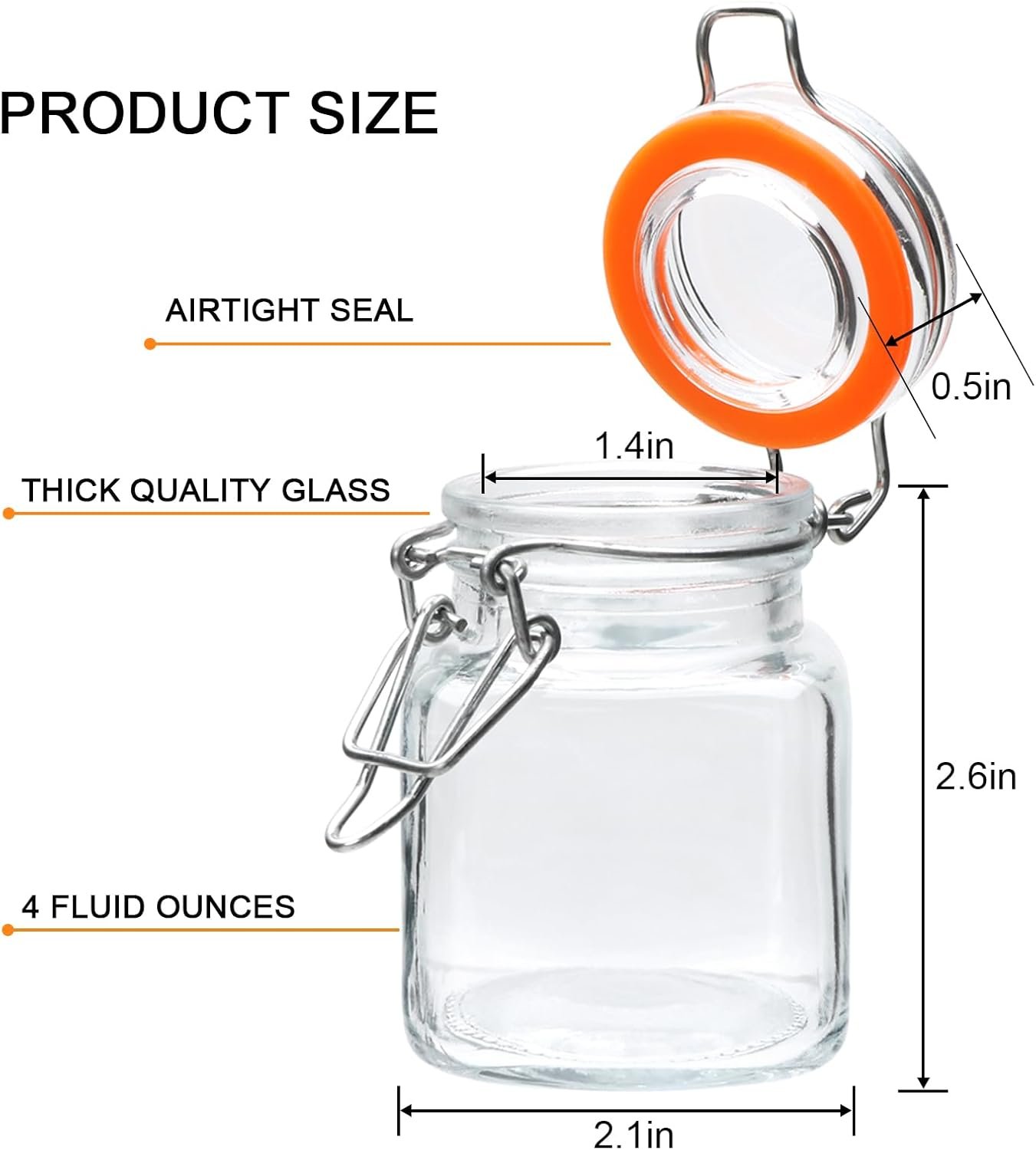 Encheng 4 oz Glass Jars With Airtight Lids And Leak Proof Rubber Gasket,Small Mason Jars With Hinged Lids For Kitchen, Mini Spice Jars With Twine And Tags Labeling 30 Pack - Image 3