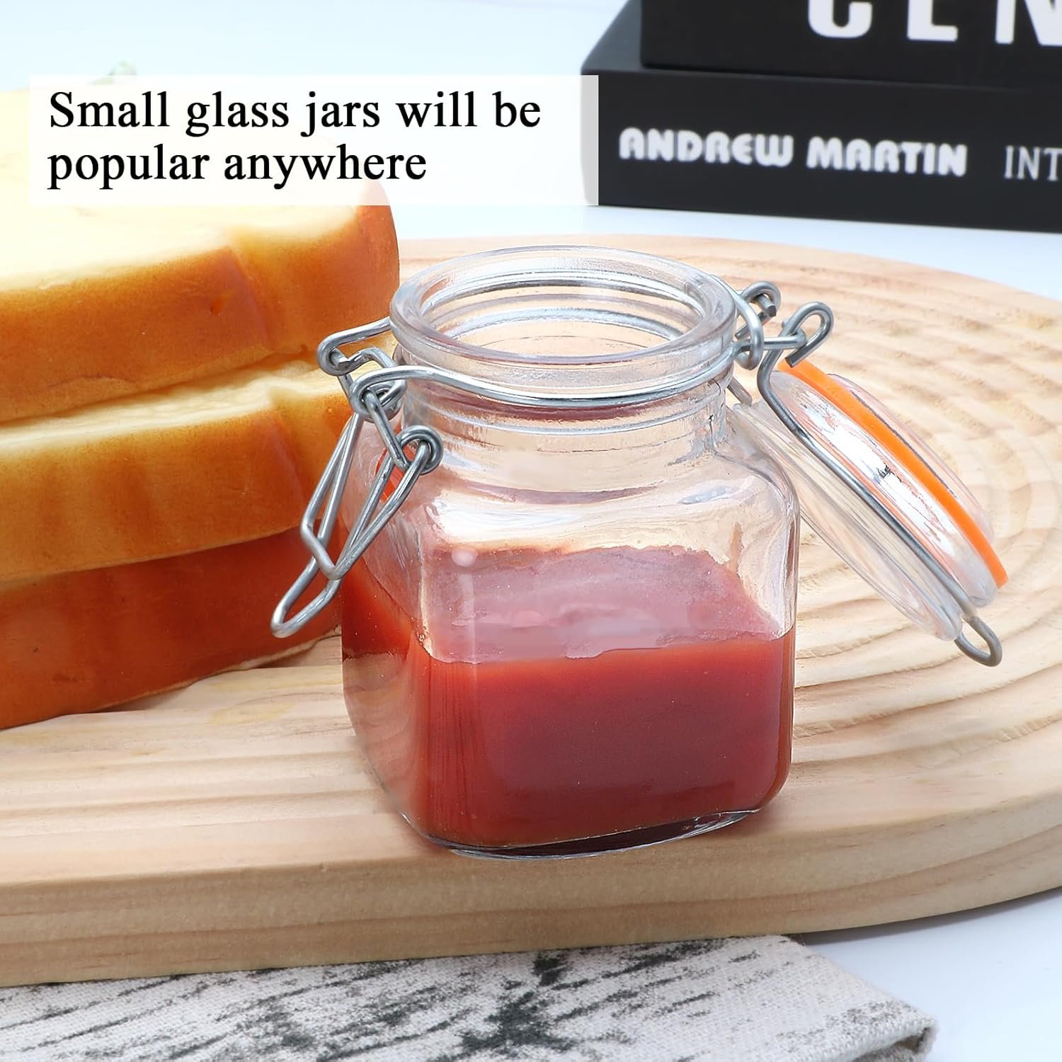 Encheng 4 oz Glass Jars With Airtight Lids And Leak Proof Rubber Gasket,Small Mason Jars With Hinged Lids For Kitchen, Mini Spice Jars With Twine And Tags Labeling 30 Pack - Image 7