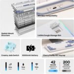 EPOMAKER TH108 PRO Full Size Mechanical Keyboard with Screen & Knob, Wireless Gaming Keyboard with 10000mAh, Creamy Gasket, Hot Swap, Custom Driver, RGB Backlight (White, Creamy Jade) - Image 3
