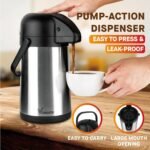 64 Oz Airpot Coffee Dispenser with Pump, Insulated Thermal Coffee Carafe - Stainless Steel Hot Beverage Dispenser - Thermos Urn for Hot/Cold Water, Drink Dispenser for Parties - Image 4