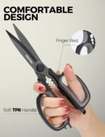 Heavy Duty Kitchen Shears, All Purpose Herb and Kitchen Scissors for food,Japanese 420J2 Stainless Steel,Titanium Coated, Detachable Blades and Soft TPR Handle,Dishwasher Safe - Image 5
