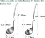 304 Stainless Steel Soup Ladle Hot Pot Ladle Strainer Scoops Set for Cooking, Serving, Soups, Sauces, Stews and More, Silver, 12-Inch (2 Pieces) - Image 3