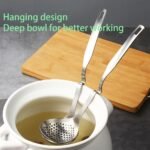 304 Stainless Steel Soup Ladle Hot Pot Ladle Strainer Scoops Set for Cooking, Serving, Soups, Sauces, Stews and More, Silver, 12-Inch (2 Pieces) - Image 4