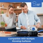 Chef's Star Pots And Pans Set Kitchen Cookware Sets Nonstick Aluminum Cooking Essentials 11 Pieces Blue - Image 6
