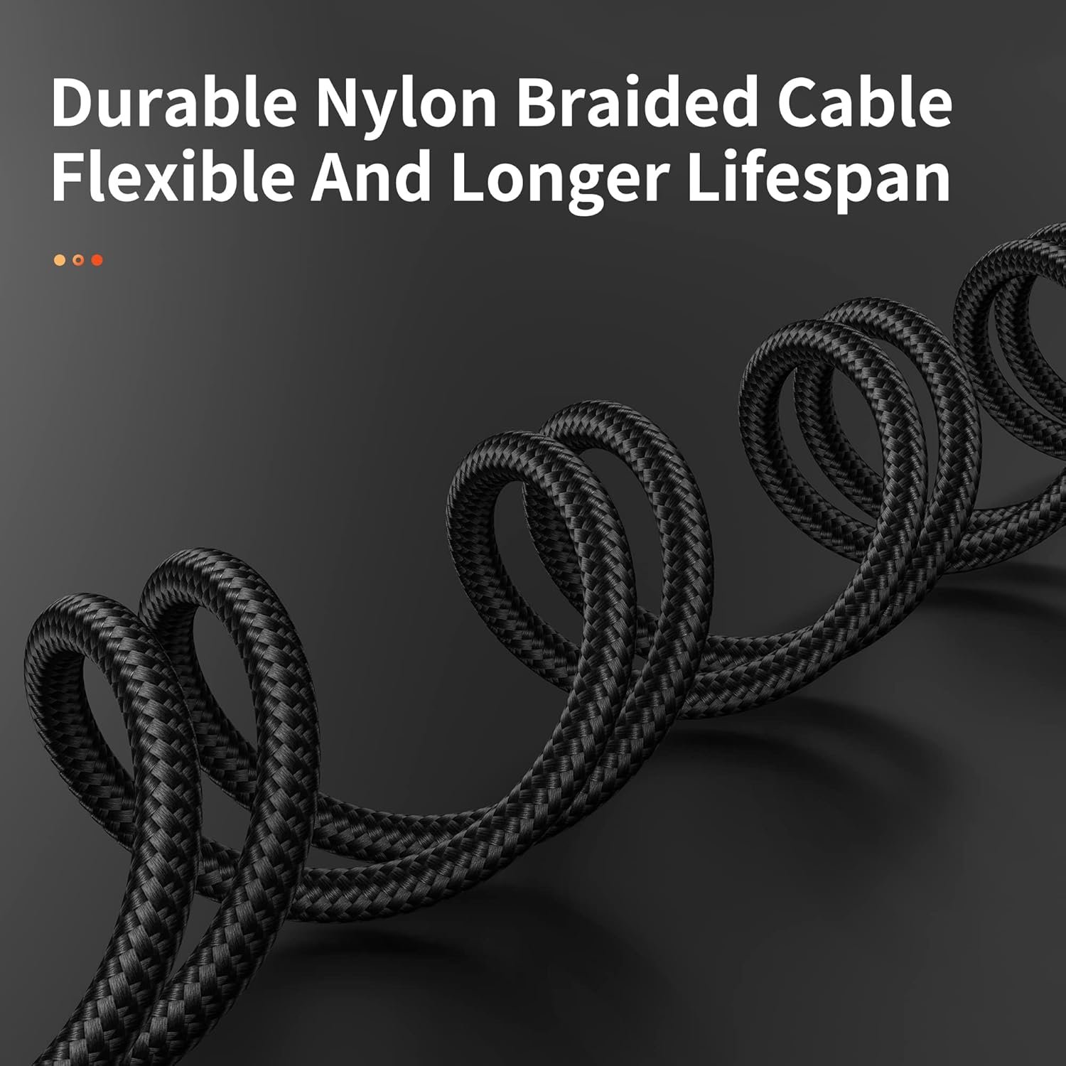 USB-C Cable 3-Pack (3ft/6ft/6ft), USB A to USB-C Fast Charging Cord, Nylon Braided, Compatible with 17/16/15 Pro Max ，Galaxy and Other Type-C Devices - Black - Image 7