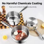 1Qt & 2Qt Stainless Steel Sauce Pan Set with Lid,4 Pcs Non Stick Saucepan,Small Kitchen Pots,Induction Compatible,PFOA FREE - Image 3