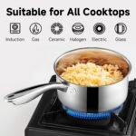 1Qt & 2Qt Stainless Steel Sauce Pan Set with Lid,4 Pcs Non Stick Saucepan,Small Kitchen Pots,Induction Compatible,PFOA FREE - Image 4
