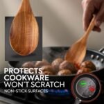Premium Teak Wooden Spoon for Cooking with Large Spoon Rest - 12" Long Handle, Essential Wood Utensil Set for Kitchen & Perfect for Gifts - Image 4