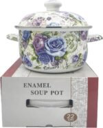 Flower Enamel on Steel Stock Pot/Stockpot with Lid, 3 Quart (style2) - Image 5