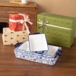 Ceramic Bakeware Set - Casserole Dish Baking Dishes for Oven - Rectangular Lasagna Pans with Handles for Kitchen Cooking - Microwave & Dishwasher Safe - Set of 3 (15.1''/13.6''/9.9'') - Blue - Image 5