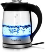 MegaChef 1.8Lt. Glass Body and Stainless Steel Electric Tea Kettle with Tea Infuser - Image 3