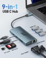 Acer USB C Hub with 4k HDMI, 9-in-1 USB C to Ethernet Adapter, 5Gbps USBA 3.0 Docking Station, VGA Splitter, SD Card Reader, PD 100W Charging for MacBook, Acer, Laptops, Surface and More - Image 3