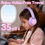 Active Kids Noise Cancelling Headphones, 60H Play Time Kids Bluetooth Headphones, Volume Limited, Bluetooth 6.0, USB C Charging, Headphones for iPad Tablet Airplane,Gradient Pink - Image 3