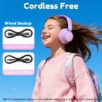 Active Kids Noise Cancelling Headphones, 60H Play Time Kids Bluetooth Headphones, Volume Limited, Bluetooth 6.0, USB C Charging, Headphones for iPad Tablet Airplane,Gradient Pink - Image 4