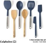 Calphalon Prime 7 Piece Sillicone and Teak Wood Kitchen Tool & Gadget Set - Navy Blue - Image 3