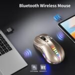 Uciefy Wireless Bluetooth Mouse, Dual Mode (BT5.1&2.4GHz) Rechargeable LED Wireless Mouse, Ergonomic Computer Mice for Laptop/PC/Mac-Bronze - Image 3