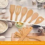 Bamboo Kitchen Utensils, 6 pcs Nonstick Spatula Tools with Handles, Heat Resistant Spatula Set, Non-stick Cooking Utensil, Premium Wooden Spoon Sets - Image 4