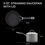 Circulon Radiance Hard-Anodized Nonstick Straining Saucepan, 3-Quart, Gray - Image 3