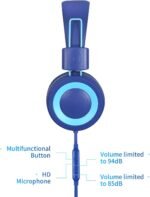 P10 Kids Stereo Headphones with Microphone for Children Boys Girls,Adjustable 85dB/94dB Volume Control Foldable On-Ear Headphone for School/PC/Cellphone(Blue) - Image 4
