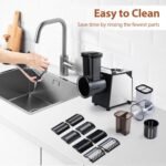 Electric Cheese Grater and Vegetable Slicer, 250W, 5-in-1 Kitchen salad chopper Food Processor with One-Touch Control - Image 4