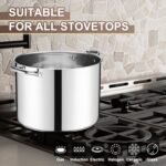 20 Qt Large Stock Pot, E-far Stainless Steel Stockpot with Lid for Boiling Cooking Soup Stew Canning, Heavy Duty Tri-Ply Bottom Works w/Induction, Commercial Grade & Dishwasher Safe - Image 5