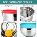 P&P CHEF Mixing Bowls With Lids, Set of 6, Stainless Steel Nesting Mixing Bowls & Fitting Lids & Non-Slip Silicone Bottom, Ideal for Mixing, Storing, Size 0.7/1/1.5/2.5/3/4.6 Qt, Multicolor - Image 7