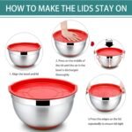P&P CHEF Mixing Bowls With Lids, Set of 6, Stainless Steel Nesting Mixing Bowls & Fitting Lids & Non-Slip Silicone Bottom, Ideal for Mixing, Storing, Size 0.7/1/1.5/2.5/3/4.6 Qt, Multicolor - Image 8