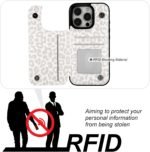 HAOPINSH for iPhone 16 Pro Case Wallet with Card Holder, White Leopard Cheetah Pattern Back Flip Folio PU Leather Kickstand Card Slots Case for Women Girls, Double Shockproof 6.3" - Image 5