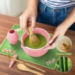 Matcha Whisk Set, 7 Pcs Matcha Making Kit with Matcha Bowl, Matcha Whisk and Holder, Bamboo Scoop, Scoop Rest, Sifter and Tea Towel，Gifts for Christmas Birthday - Image 4