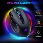 Redragon Wired Gaming Mouse, RGB Backlit Ergonomic Gamer Mouse Up to 8000 DPI, 11 Programmable Buttons & 7 Backlit Modes, Extra Sniper Button, Mouse Gamer for Windows PC Gamers, M614 - Image 3
