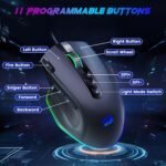 Redragon Wired Gaming Mouse, RGB Backlit Ergonomic Gamer Mouse Up to 8000 DPI, 11 Programmable Buttons & 7 Backlit Modes, Extra Sniper Button, Mouse Gamer for Windows PC Gamers, M614 - Image 4