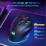 Redragon Wired Gaming Mouse, RGB Backlit Ergonomic Gamer Mouse Up to 8000 DPI, 11 Programmable Buttons & 7 Backlit Modes, Extra Sniper Button, Mouse Gamer for Windows PC Gamers, M614 - Image 5