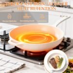 Hisencn Cast Iron Skillets,11 Inch Ceramic Frying Pan,Nonstick Frying Pan Without PFAS & PTFE & PFOA,Dishwasher & Oven Safe,Enameled Cast Iron Skillet For Gas/Electric Stovetop - Image 3
